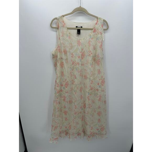Womens Y2K Midi Dress Size 18W Yellow Floral Sheer Fairy Romantic Coquette - Picture 1 of 6